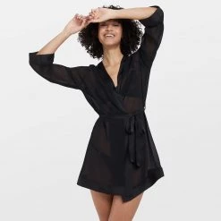 Bluebella-us Nightwear Chiffon Kimono Black