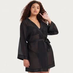 Bluebella-us Nightwear Chiffon Kimono Black 18 Bluebella-us Nightwear Chiffon Kimono Black