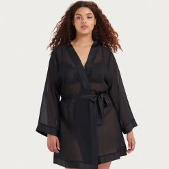 Bluebella-us Nightwear Chiffon Kimono Black 20 Bluebella-us Nightwear Chiffon Kimono Black