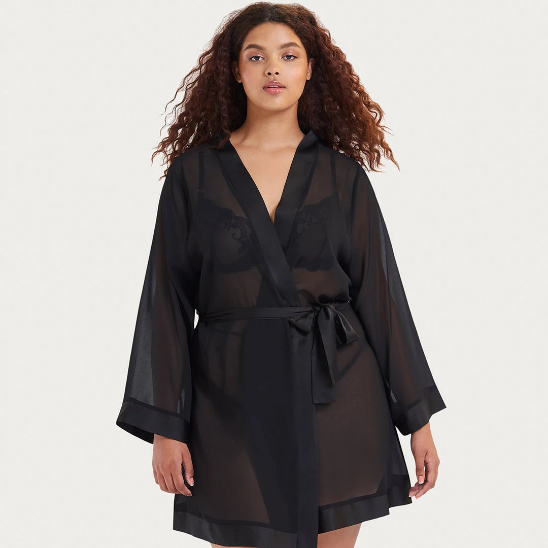 Bluebella-us Nightwear Chiffon Kimono Black 10 Bluebella-us Nightwear Chiffon Kimono Black