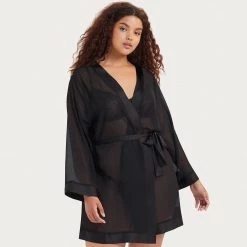 Bluebella-us Nightwear Chiffon Kimono Black 21 Bluebella-us Nightwear Chiffon Kimono Black