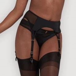 Bluebella Laura Black Garter Belt With Mesh