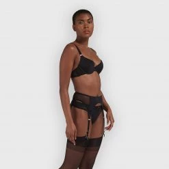 Bluebella Laura Black Garter Belt With Mesh
