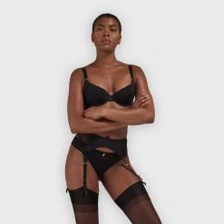 Bluebella Laura Black Garter Belt With Mesh