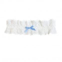 Bluebella Lingerie Ivory & Blue Bridal Garter In Lace