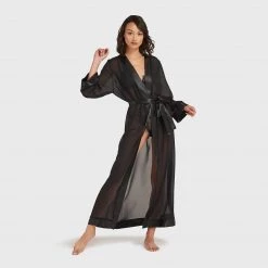 Bluebella - US Marcella Long Kimono Black Nightwear