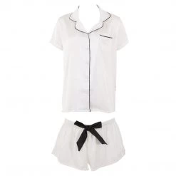 Bluebella - US Abigail Shirt And Short Set Ivory/Black