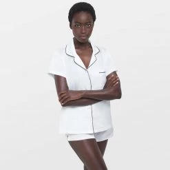 Bluebella - US Abigail Shirt And Short Set Ivory/Black