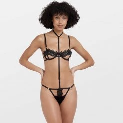 Bluebella - US Everly Harness Thong With Detachable Harness Black SALE