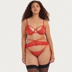 Bluebella - US Enya Garter Belt Harness With Detachable Harness Red Lingerie