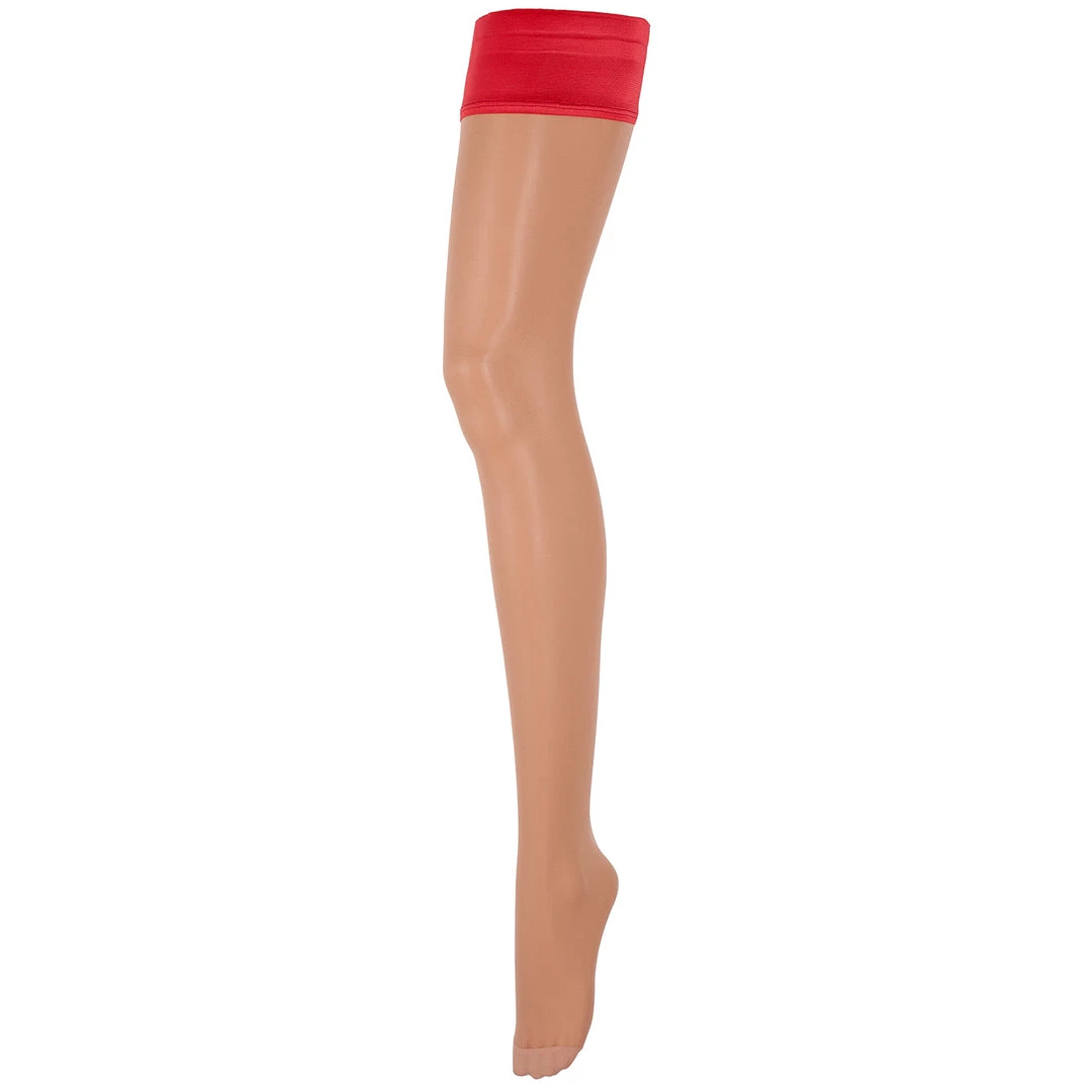 Bluebella - US Plain Top Thigh Highs Sheer/Red Stockings 3 Bluebella - US Plain Top Thigh Highs Sheer/Red Stockings
