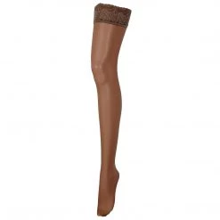 Bluebella - US Plain Leg/Lace Top Thigh Highs Caramel