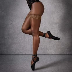 Bluebella - US Stockings Plain Leg/Lace Top Thigh Highs Caramel