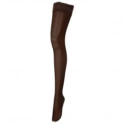 Bluebella - US Stockings Plain Leg/Lace Top Thigh Highs Caramel