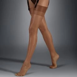 Bluebella - US Plain Leg/Plain Top Stockings Caramel