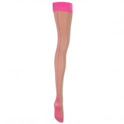 Bluebella - US Back Seam Leg/Plain Top Stockings Sheer/Pink