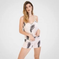 Bluebella - US Nightwear Laurel Cami And Short Set White/Black