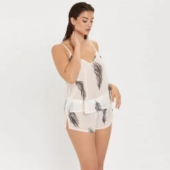 Bluebella - US Nightwear Laurel Cami And Short Set White/Black