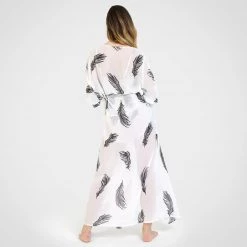 Bluebella - US Laurel Long Kimono White/Black Nightwear