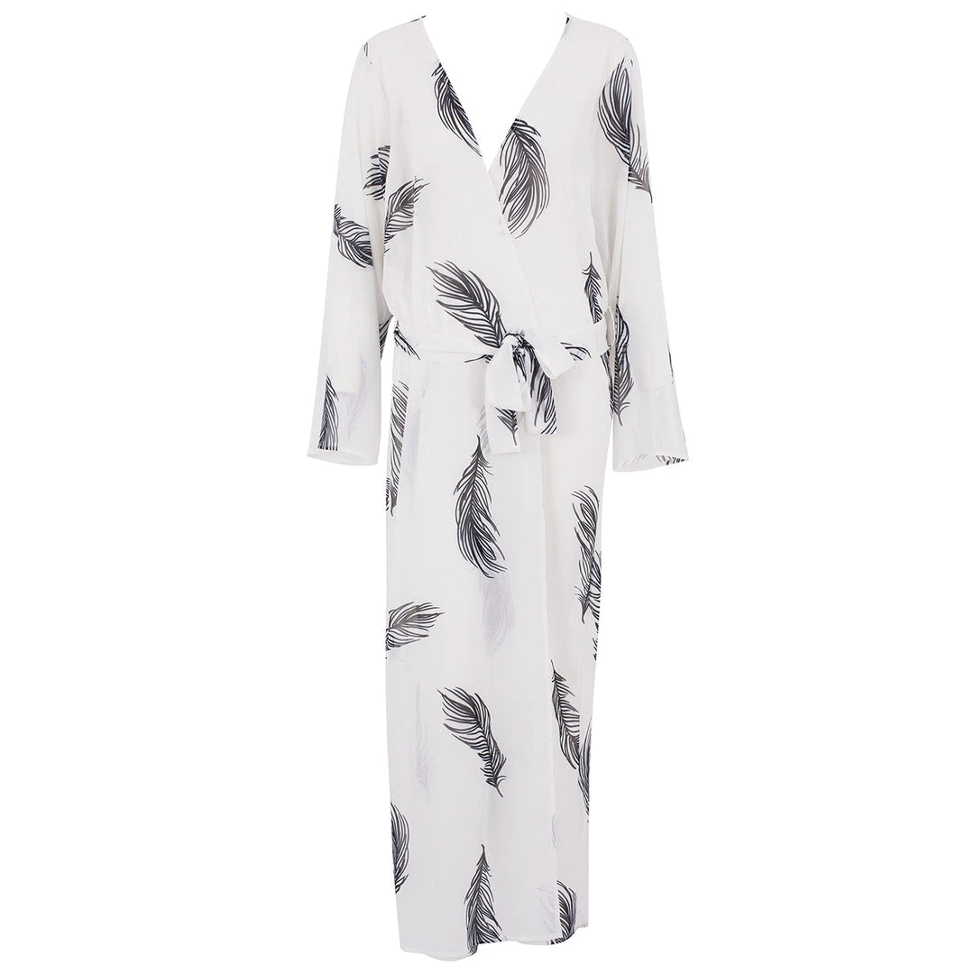 Bluebella - US Laurel Long Kimono White/Black Nightwear 3 Bluebella - US Laurel Long Kimono White/Black Nightwear