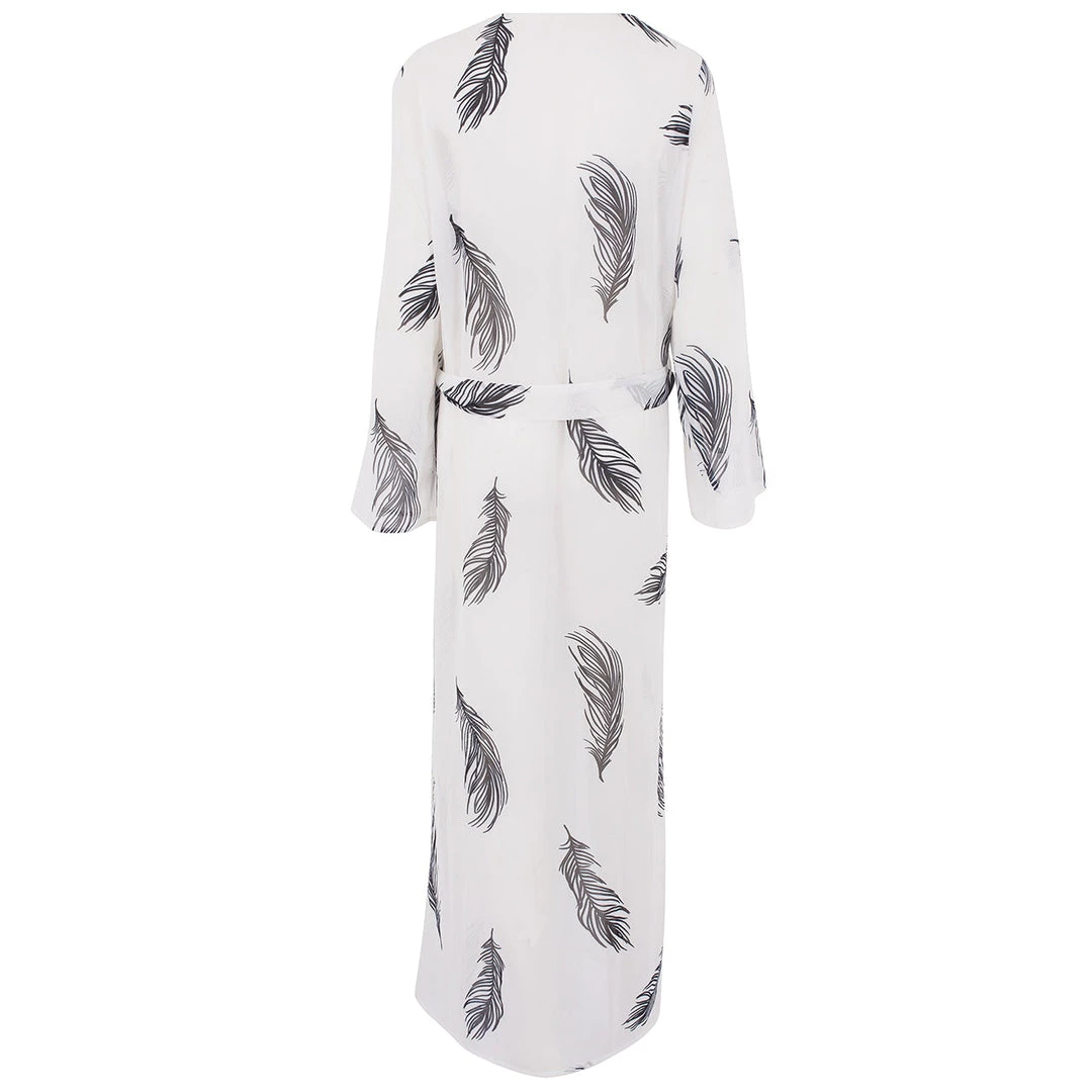 Bluebella - US Laurel Long Kimono White/Black Nightwear 4 Bluebella - US Laurel Long Kimono White/Black Nightwear