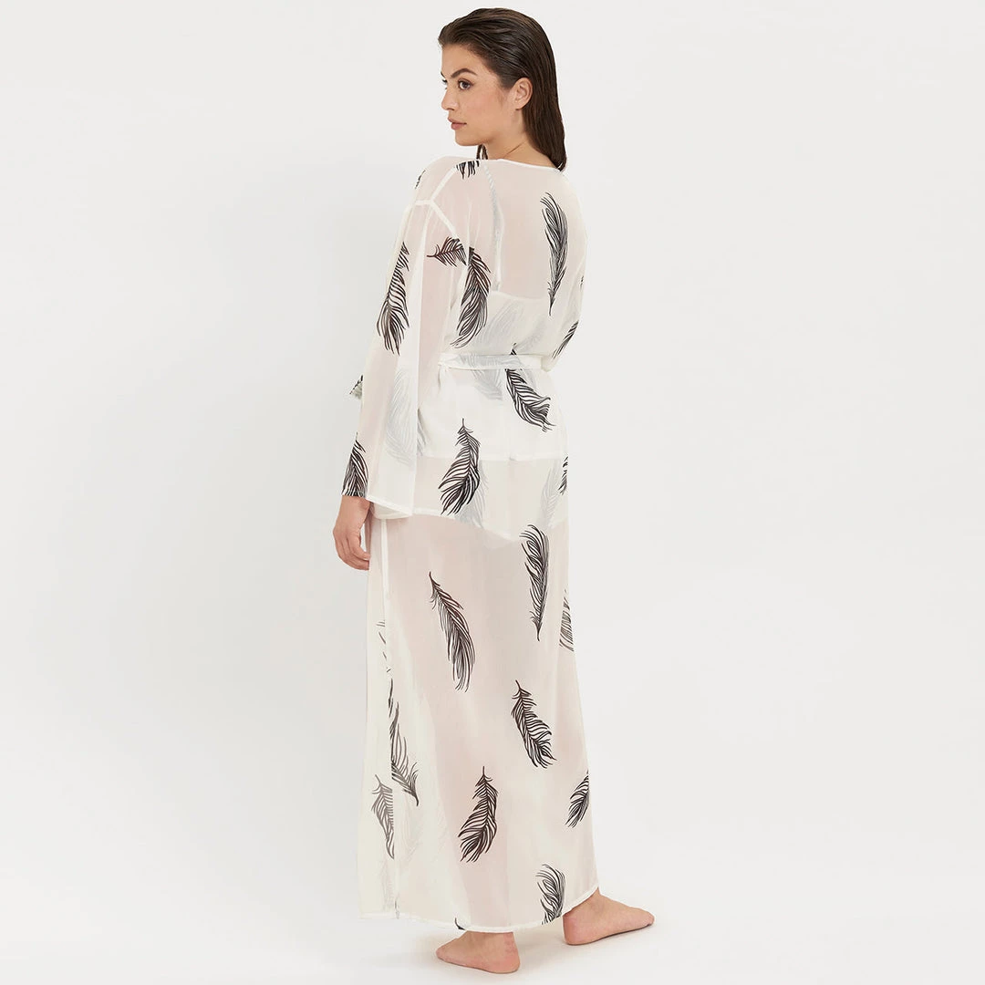 Bluebella - US Laurel Long Kimono White/Black Nightwear 9 Bluebella - US Laurel Long Kimono White/Black Nightwear