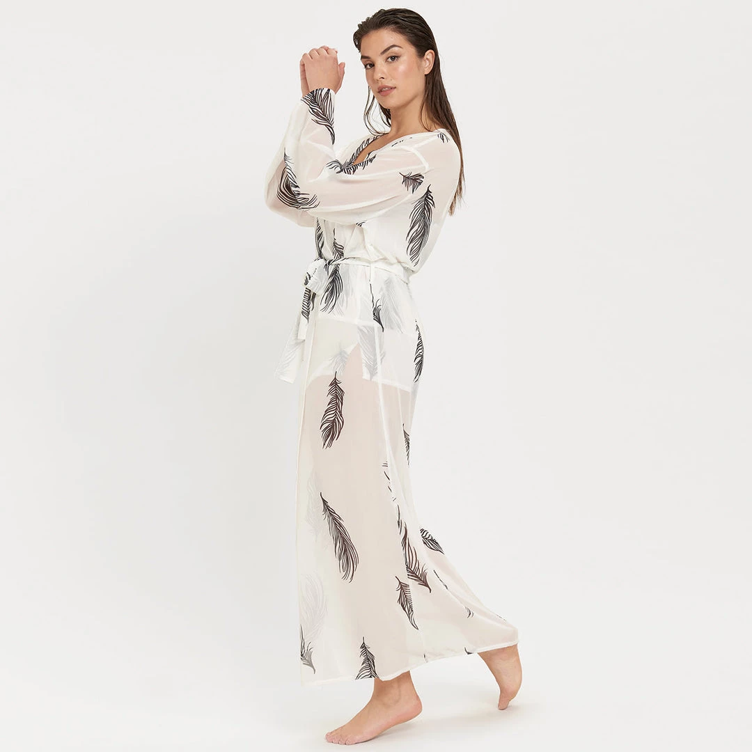 Bluebella - US Laurel Long Kimono White/Black Nightwear 11 Bluebella - US Laurel Long Kimono White/Black Nightwear