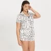 Bluebella - US Emcee Shirt And Short Set White/Black Nightwear