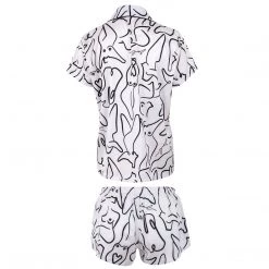 Bluebella - US Emcee Shirt And Short Set White/Black Nightwear