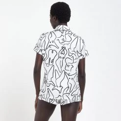 Bluebella - US Emcee Shirt And Short Set White/Black Nightwear