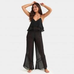 Bluebella - US Nightwear Minerva Cami And Trouser Set Black