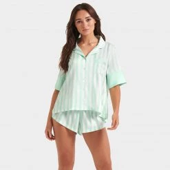 Bluebella - US SALE Alma Shirt And Short Set Mint/White