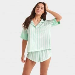 Bluebella - US SALE Alma Shirt And Short Set Mint/White