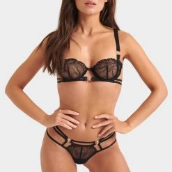 Bluebella Set: Cassia Black Bra & Thong