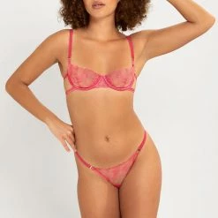 Bluebella Bra & Thong Set: Celeste Fandango Pink/Sheer 8 Bluebella Bra & Thong Set: Celeste Fandango Pink/Sheer